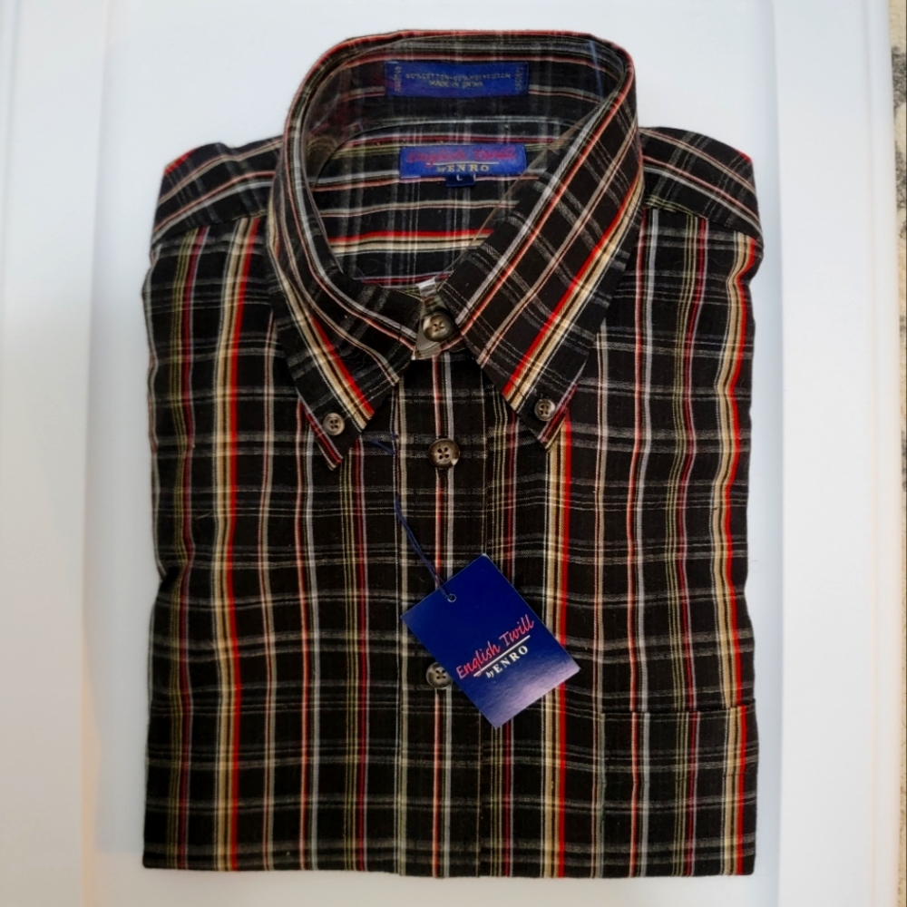 Men's size L English Twill by Enro Button Up Dress Shirt